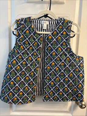Japna Navy Quilted Vest with Yellow Floral Motif
